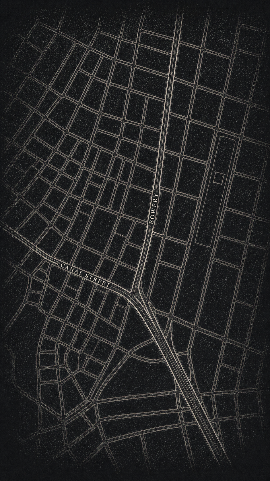 Illustrated map of Bowery and Canal Street